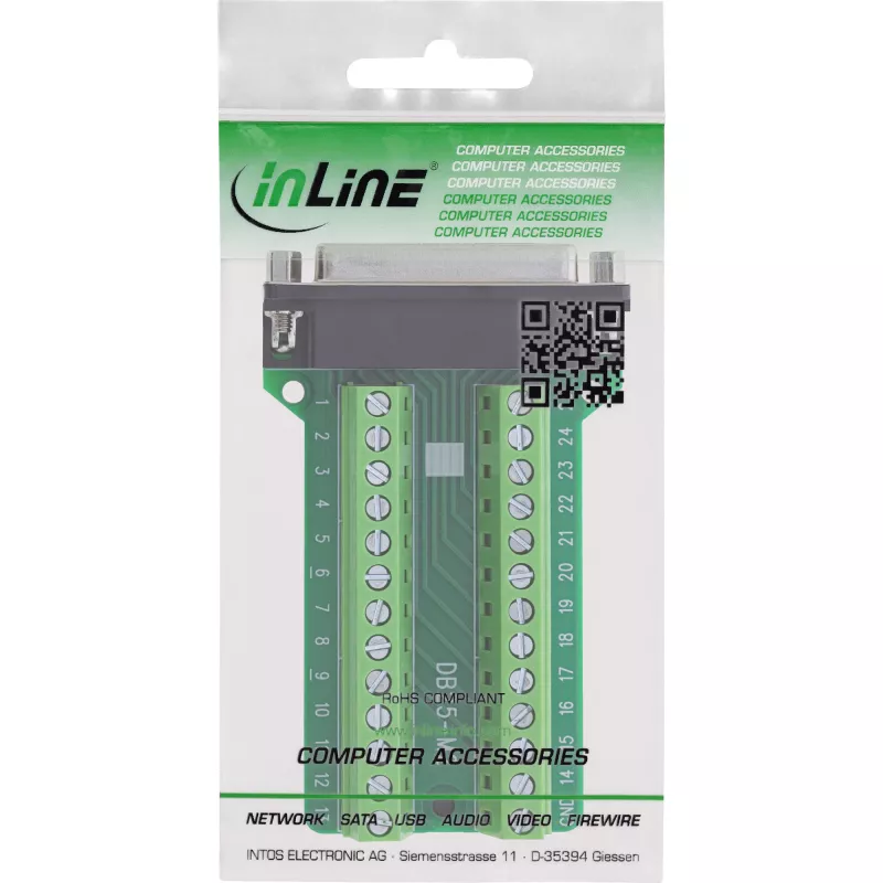 InLine 92502E jungties gnybtų blokas / D-Sub 25 žalias