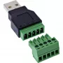 InLine 92504A laidas jungtis USB-A / gnybtų blokas, 5 kontaktų, juoda, žalia