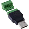 InLine 92504A laidas jungtis USB-A / gnybtų blokas, 5 kontaktų, juoda, žalia
