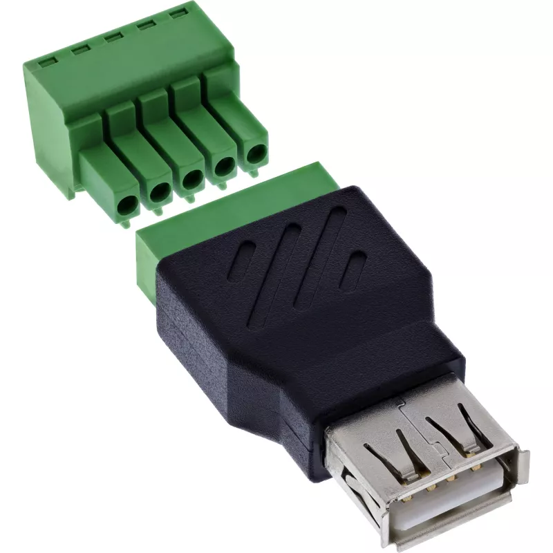 InLine 92504B laidas jungtis USB-A / gnybtų blokas, 5 kontaktų, juoda, žalia