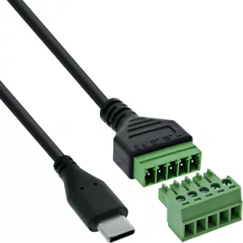 InLine 92504E laidas USB-C / gnybtų blokas, 5 kontaktų, juodas, žalias