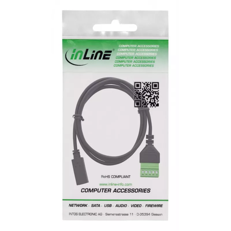InLine 92504F USB-C / gnybtų bloko adapteris, 5 kontaktų, juodas, žalias