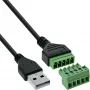 InLine 92504G laidas USB-A / gnybtų blokas, 5 kontaktų, juoda, žalia