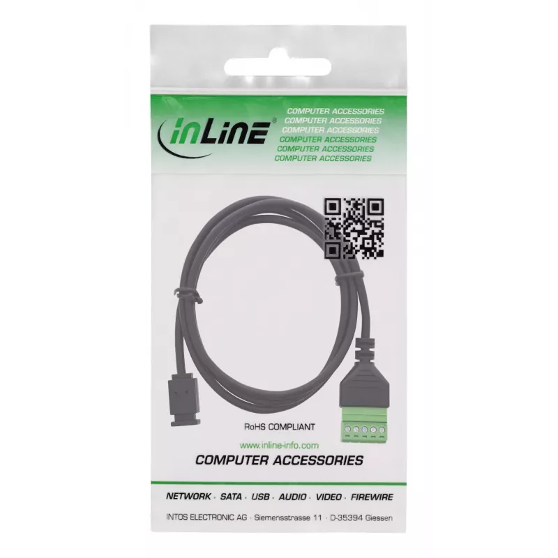 InLine 92504D laidas jungtuvas Micro USB / gnybtų blokas, 5 kontaktai, juoda, žalia