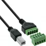 InLine 92504I laidas USB-B / gnybtų blokas, 5 kontaktų, juodas, žalias