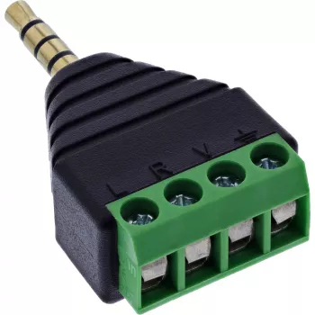 InLine 92504J laidas jungtis 3.5 mm 4 kontaktų TRRS / gnybtų blokas 4 kontaktai Juoda, Žalia