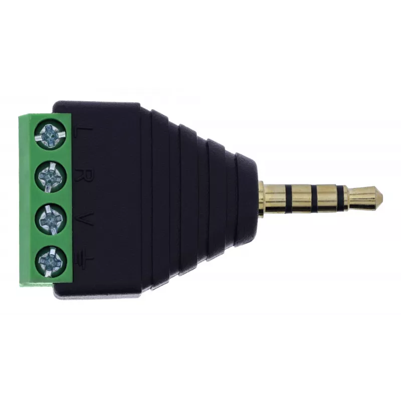 InLine 92504J laidas jungtis 3.5 mm 4 kontaktų TRRS / gnybtų blokas 4 kontaktai Juoda, Žalia