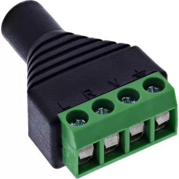InLine 92504K laidas 3.5 mm 4 kontaktų TRRS kištukas / gnybtų blokas 4 kontaktai Juoda, Žalia