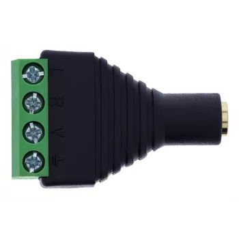 InLine 92504K laidas 3.5 mm 4 kontaktų TRRS kištukas / gnybtų blokas 4 kontaktai Juoda, Žalia