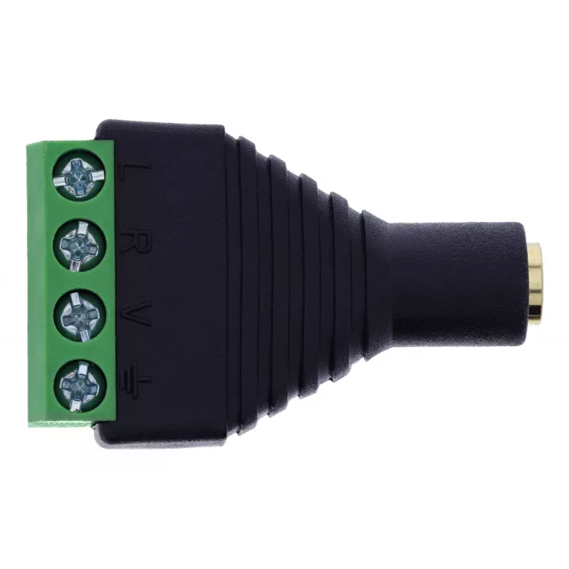 InLine 92504K laidas 3.5 mm 4 kontaktų TRRS kištukas / gnybtų blokas 4 kontaktai Juoda, Žalia