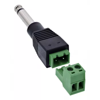InLine 92504M laido jungtis 6.35 mm 2 kontaktų kištukas TS / gnybtų blokas 2 terminalai Juoda, Žalia