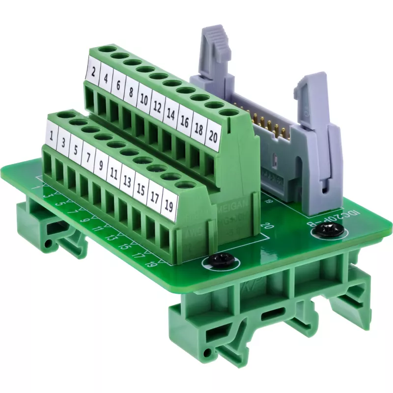 InLine 92504P adapteris nuo 20 kontaktų IDC lizdo iki 10 kontaktų gnybtų bloko, montuojamas ant PCB