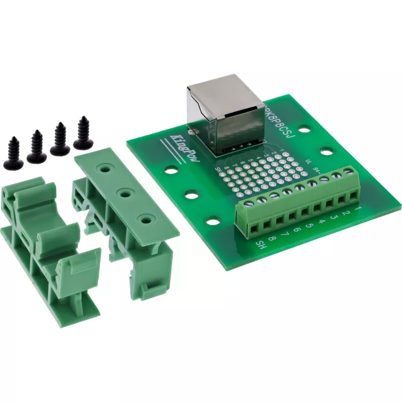InLine 92505B RJ45 lizdas su gnybtų bloku, tiesus, DIN bėgiui