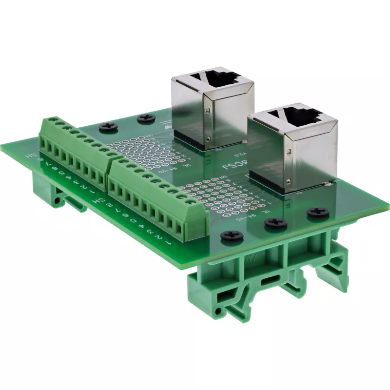 InLine 92505D laidų jungtis 2x RJ45 8P8C / 2x gnybtų blokas 9 gnybtai Žalia