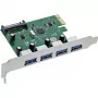 InLine 76666M vidinė USB 3.2 Gen 1 PCIe plokštė su 4 USB-A prievadais