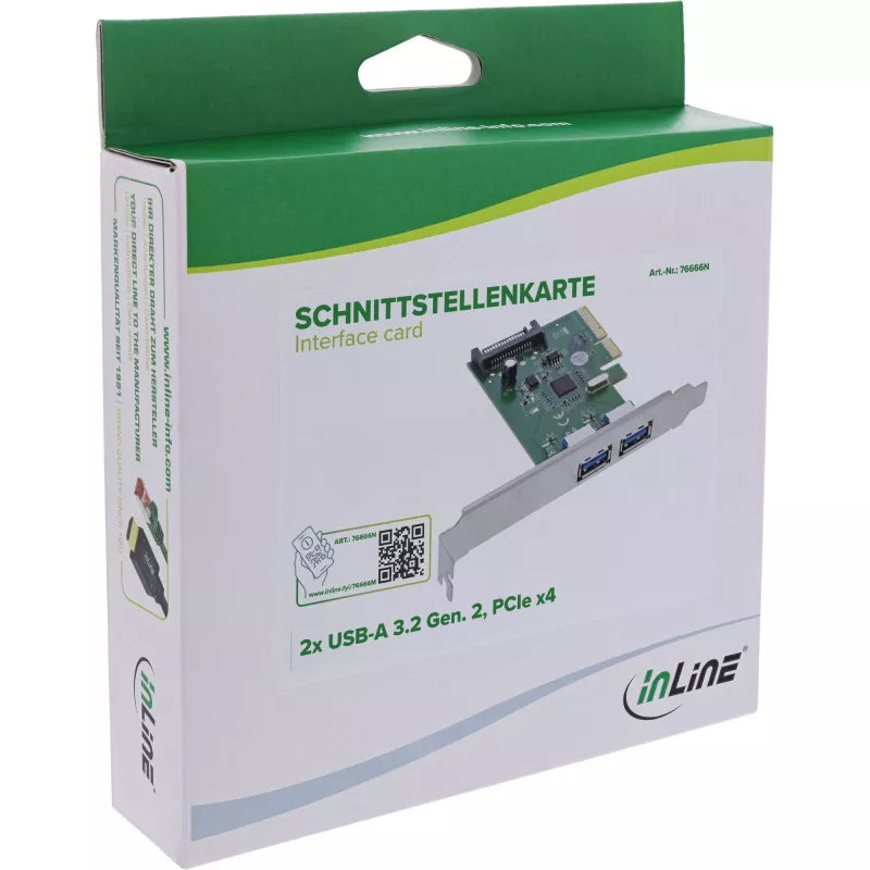 InLine 76666N vidinė PCIe USB 3.2 Gen 2 plokštė