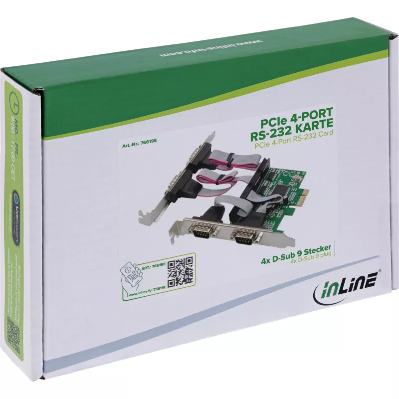 InLine 76619E PCIe 4 prievadų RS-232 sąsajos adapteris