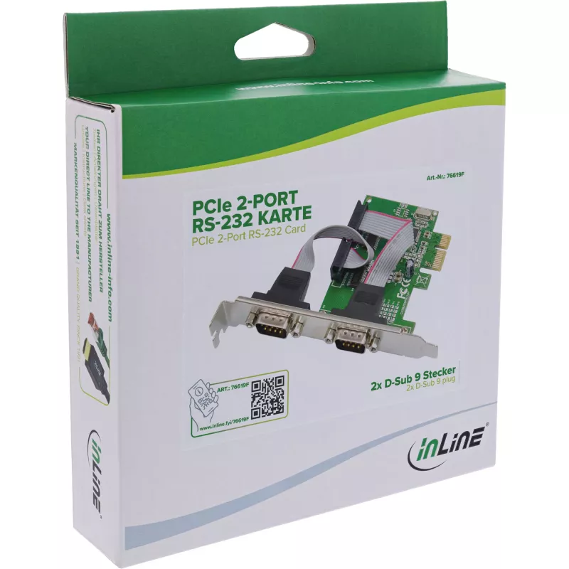 PCIe 2 prievadų RS-232 sąsajos adapteris InLine 76619F