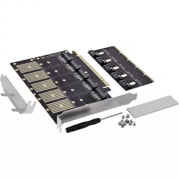 PCIe sąsajos plokštė InLine 76619G – 5 papildomi SATA prievadai M.2 SSD diskams