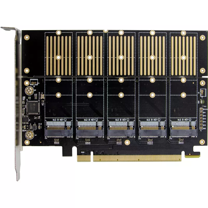 InLine 76619G sąsajos plokštė, PCIe x16 į 5x M.2 Key B SATA, su žemo profilio laikikliu