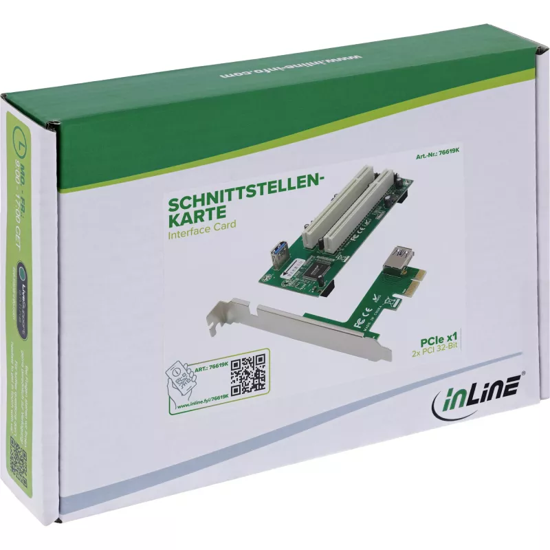 InLine 76619K PCIe į PCI adapterio kortelė, 2x PCI lizdai