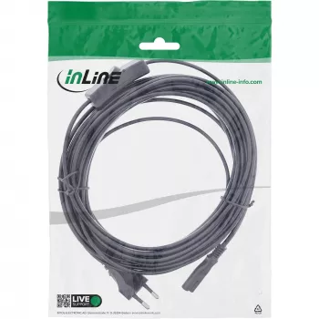 InLine 16152 maitinimo laidas su jungikliu, juodas, 2 m, CEE7/16 – IEC C7