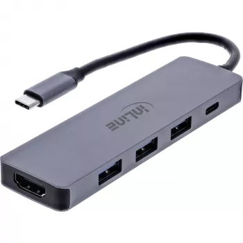 InLine 33271A USB 3.2 Gen 1 (3.1 Gen 1) Type-C įrenginių centras, 5000 Mbit/s, pilka