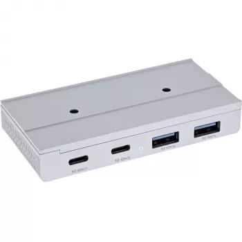 InLine 35395M USB 3.2 Gen 2 (3.1 Gen 2) Type-C 4 prievadų magnetinis šakotuvas, 10 Gbit/s, sidabrinis