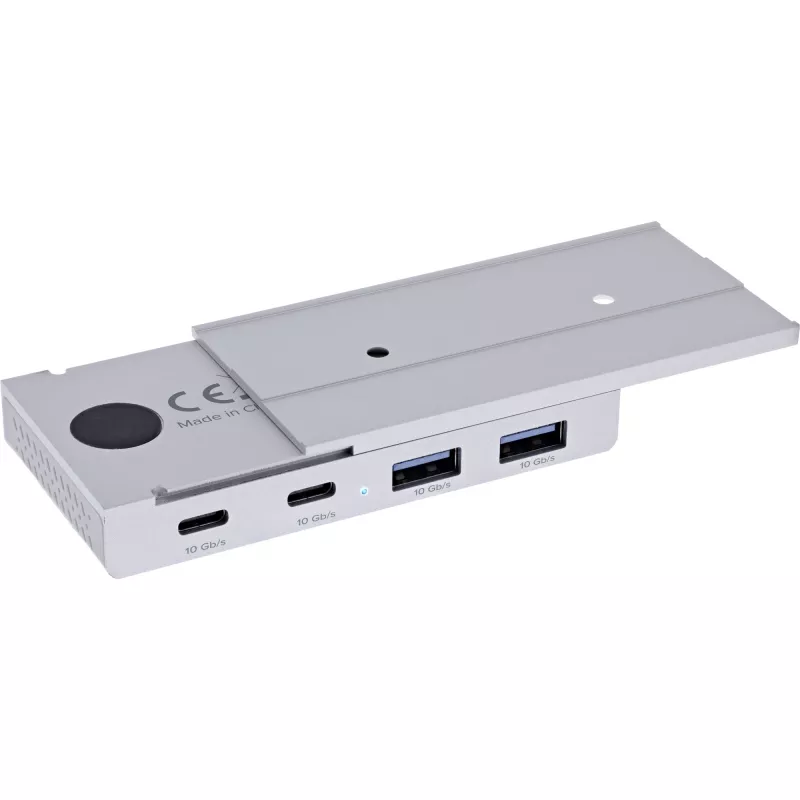 InLine 35395M USB 3.2 Gen 2 (3.1 Gen 2) Type-C 4 prievadų magnetinis šakotuvas, 10 Gbit/s, sidabrinis