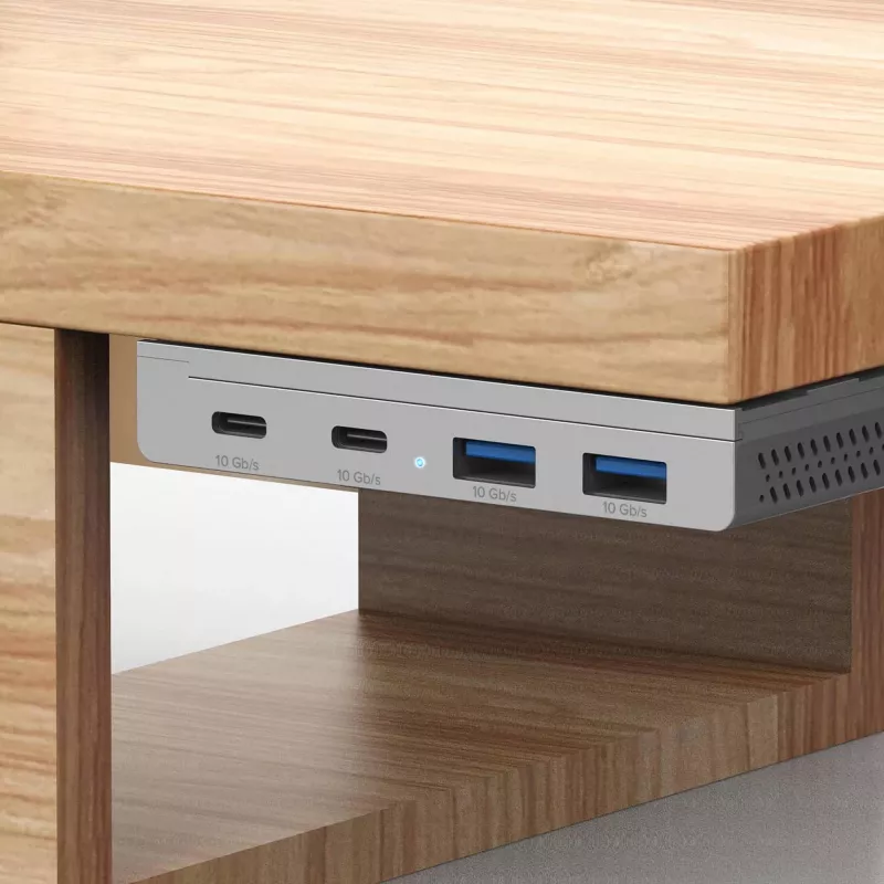 InLine 35395M USB 3.2 Gen 2 (3.1 Gen 2) Type-C 4 prievadų magnetinis šakotuvas, 10 Gbit/s, sidabrinis