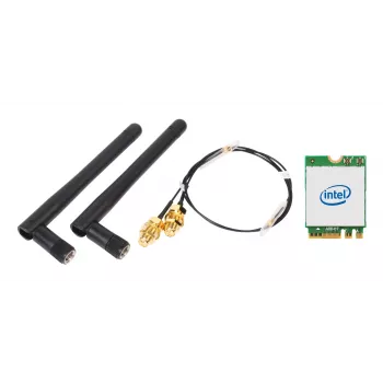 Belaidžio ryšio WLAN/Bluetooth rinkinys SHUTTLE WLN-M12 su Intel AX210 M.2 kortele, triju juostų Wi‑Fi 6E (2,4/5/6 GHz), 2x2, 2400 Mbit/s, išorinėmis antenomis
