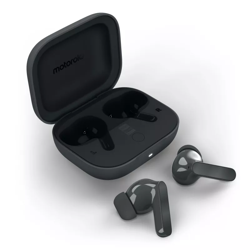 Ausinės MOTOROLA Moto Buds Bass TWS belaidės į ausį skambučiams ir muzikai, juodos, 51 g