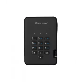 iStorage diskAshur2 256-bit 1TB USB 3.2 šifruotas kietojo kūno diskas - Juodas IS-DA2-256-SSD-1TB-B