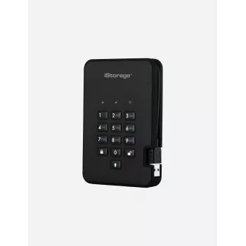 iStorage diskAshur2 256-bit 1TB USB 3.2 šifruotas kietojo kūno diskas - Juodas IS-DA2-256-SSD-1TB-B