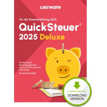 Lexware QuickSteuer Deluxe 2025 atsisiuntimas – mokesčių deklaravimo programinė įranga, 1 licencija