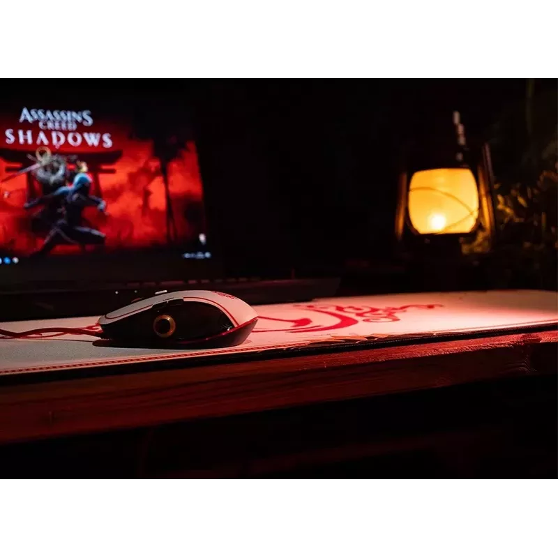 Lexip X Ubisoft - Assassin's Creed - Shadows Pelė, Dešinei rankai, Optinė, USB Type-A, 12000 DPI, Juoda, Auksinė, Raudona, Balta