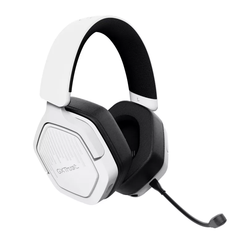 Ausinės Trust GXT 493W Carus belaidės ir laidinės, žaidimų, USB Type-C / USB Type-A Bluetooth, balta