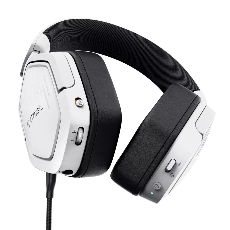 Ausinės Trust GXT 493W Carus belaidės ir laidinės, žaidimų, USB Type-C / USB Type-A Bluetooth, balta
