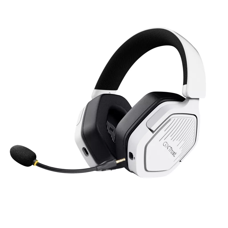Ausinės Trust GXT 493W Carus belaidės ir laidinės, žaidimų, USB Type-C / USB Type-A Bluetooth, balta