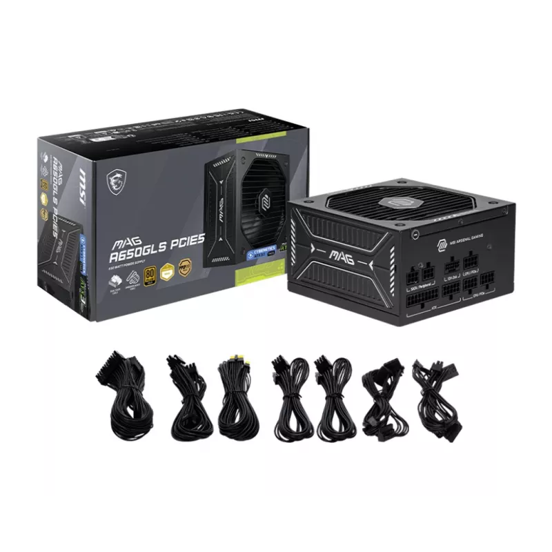 MSI MAG A650GLS PCIE5 maitinimo blokas 650 W 24-pin ATX ATX Juoda