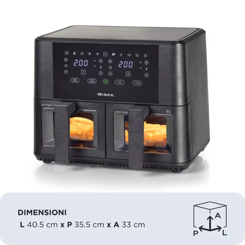 Ariete 4631 Dvigubas oro gruzdintuvas 9L, 2400W, 11 programų, juodas