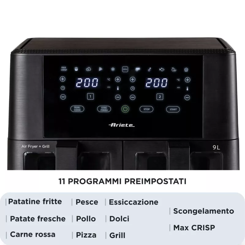 Ariete 4631 Dvigubas oro gruzdintuvas 9L, 2400W, 11 programų, juodas