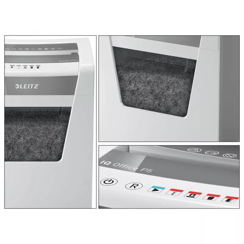Popieriaus smulkintuvas Leitz IQ Office Security P5, mikro pjūvis, 22,3 cm, 2 x 15 mm, 23 L, 250 lapų, 55 dB