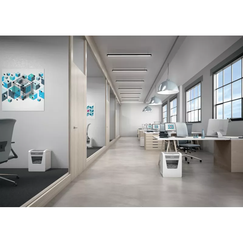 Popieriaus smulkintuvas Leitz IQ Office Security P5, mikro pjūvis, 22,3 cm, 2 x 15 mm, 23 L, 250 lapų, 55 dB