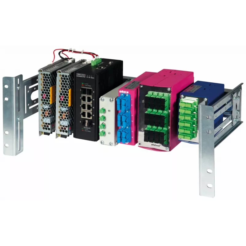 Equip EZR-DIN-4 19 colių DIN bėgio modulis 2U, RAL 7035