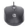 Manhattan Comfort II USB laidinė pelė, juoda, 1000 dpi, USB-A, optinė, ambidekstrinė, kompaktiška, trys mygtukai su slinkties ratuku, trejų metų garantija