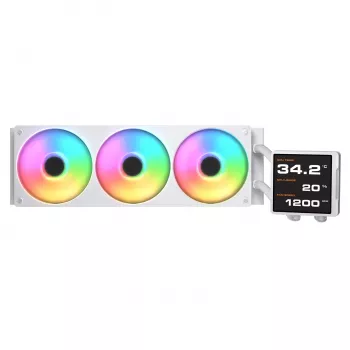 All-in-one CPU skysčio aušintuvas Cougar Poseidon Vistek Pro 360 — 120 mm ventiliatoriai, ARGB, Baltas