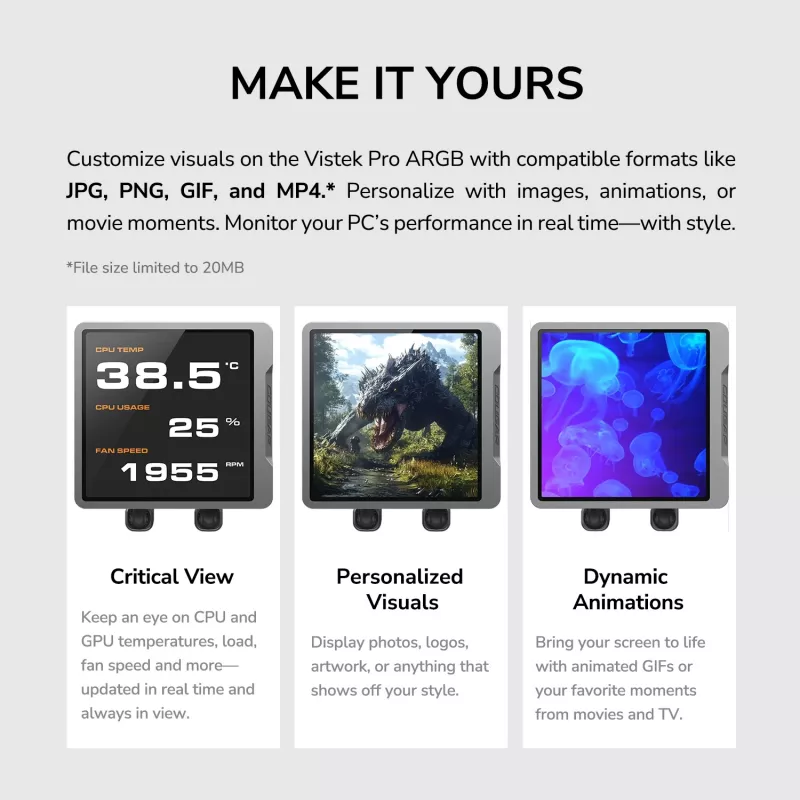 All-in-one CPU skysčio aušintuvas Cougar Poseidon Vistek Pro 360 — 120 mm ventiliatoriai, ARGB, Baltas