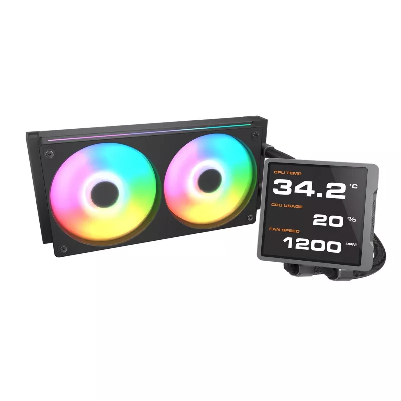 All-in-one CPU skysčio aušintuvas Cougar Poseidon Vistek Pro 240, ARGB, 120 mm ventiliatoriai, 700–2500 RPM, Juodas
