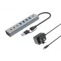 Conceptronic HUBBIES20GP 7 prievadų USB 3.0 šakotuvas su maitinimo adapteriu, 5Gbps, USB-C x 3, USB-A x 4